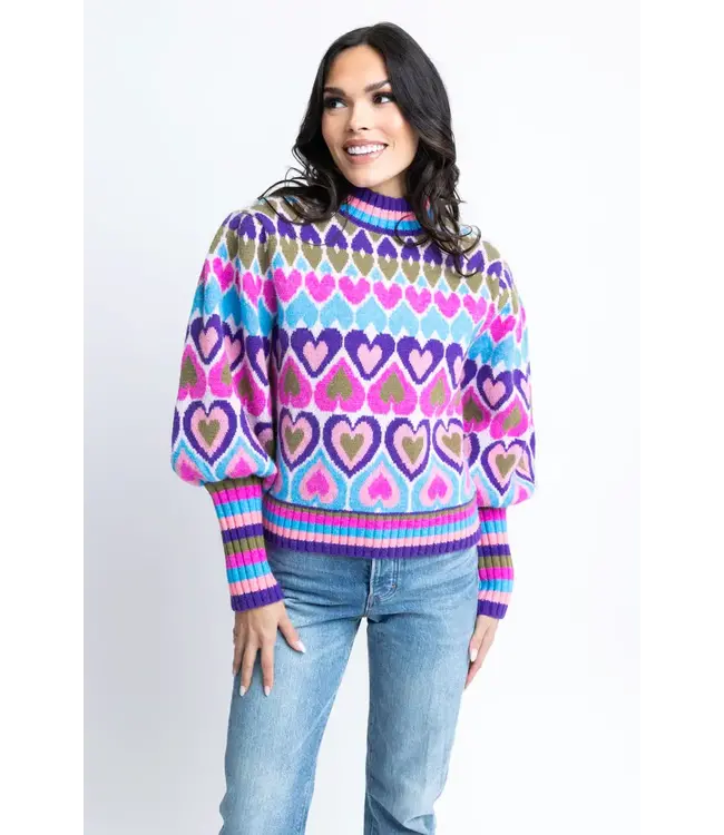 Karlie Multi Heart Novelty Sweater - Abraham's