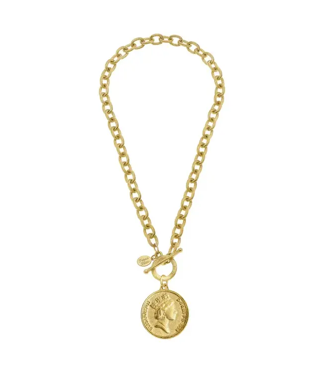 Susan Shaw Handcast Queen Elizabeth Coin Necklace