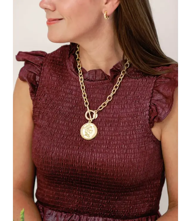 Susan Shaw Handcast Queen Elizabeth Coin Necklace