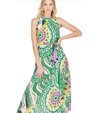 Jade Melody Tam Pleated Neck Maxi Dress