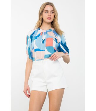 THML Short Sleeve Abstract Print Top