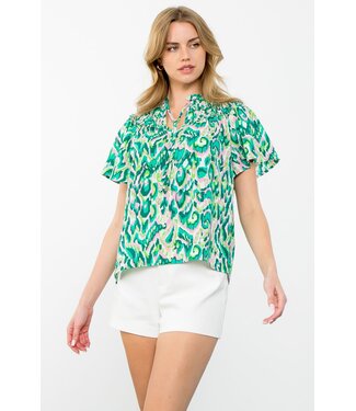 THML Flutter Sleeve Print Top