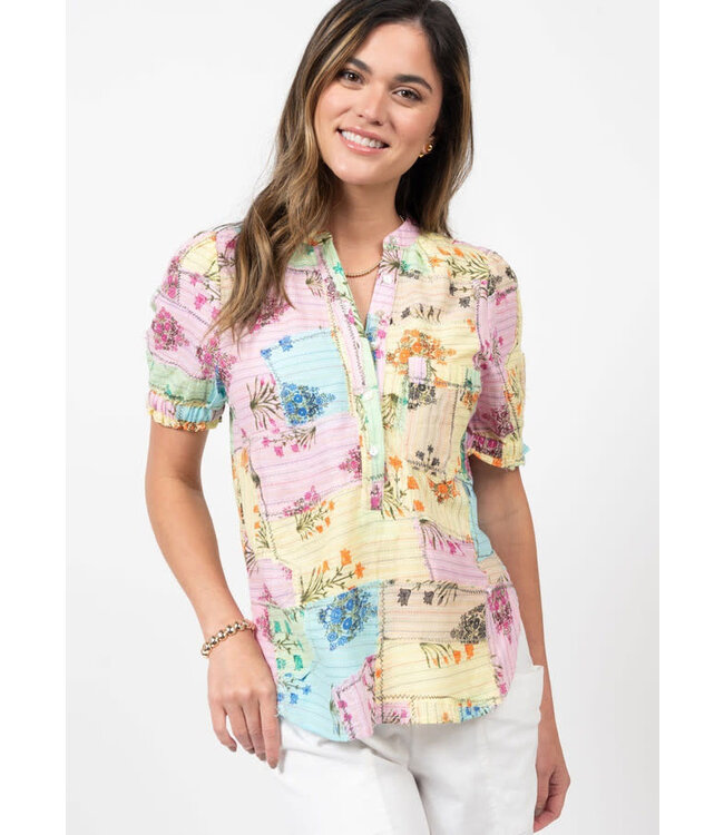 Uncle Frank Patch Floral Popover Top