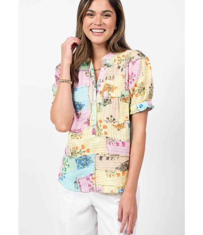 Uncle Frank Patch Floral Popover Top