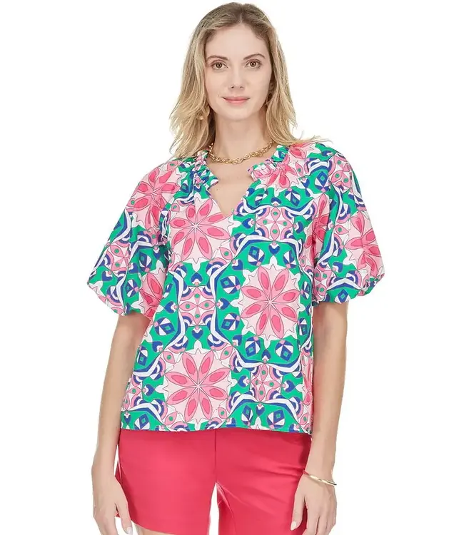 Jade Melody Tam Balloon Sleeve Peasant Top