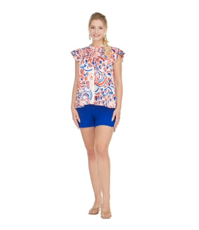 Joy Joy Smocked Shoulder Top