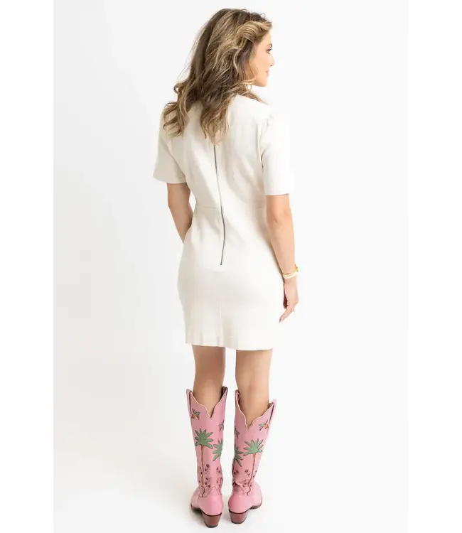 Karlie Solid Washed Denim Braid Trim Dress