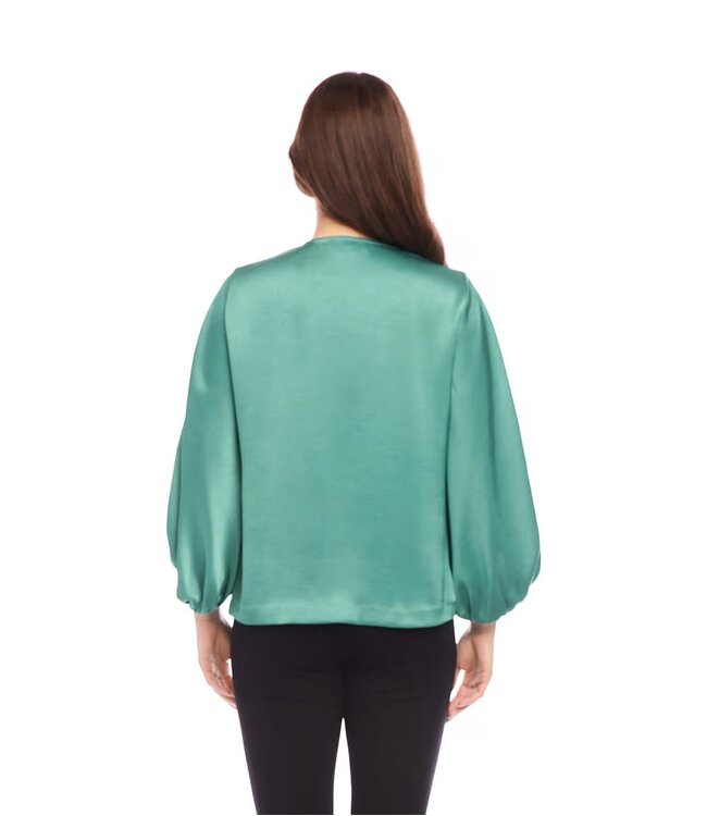 Karen Kane Keyhole Crossover Satin Top