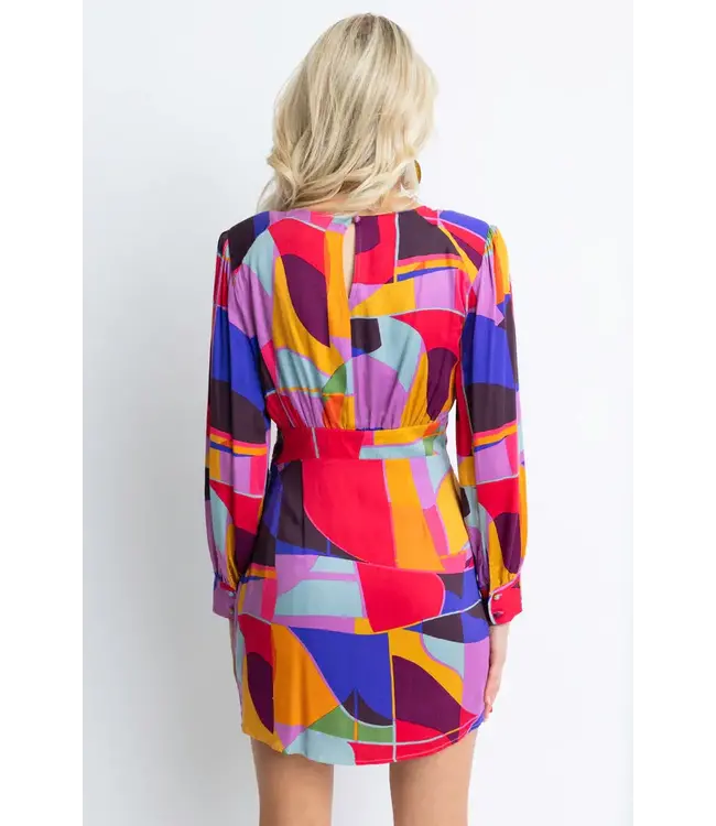 Karlie Multi Mosaic Wrap Dress