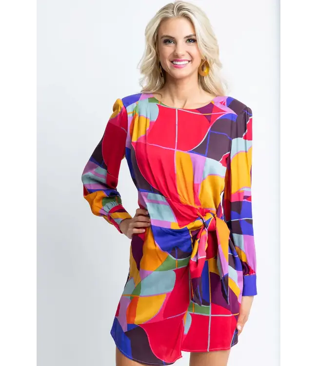 Karlie Multi Mosaic Wrap Dress