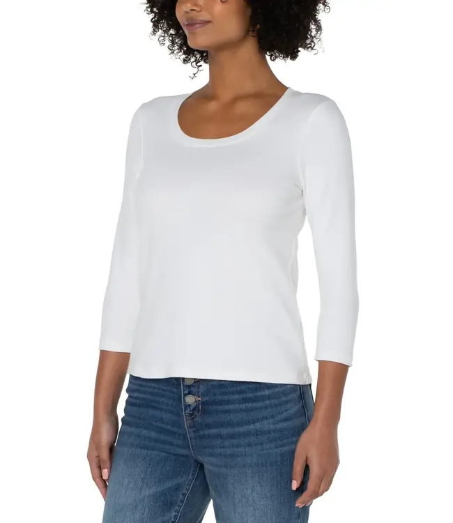 Liverpool 3/4 Sleeve Scoop Neck Knit Tee