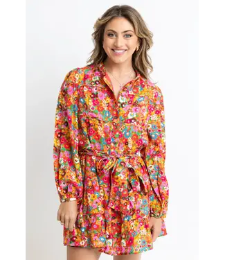 Karlie Tier Tie Dress with Braid Trim