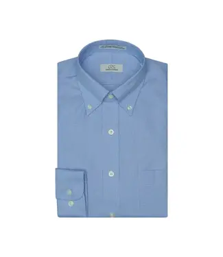 Cooper & Stewart Blue Houndstooth Tailored Fit Button Down Collar