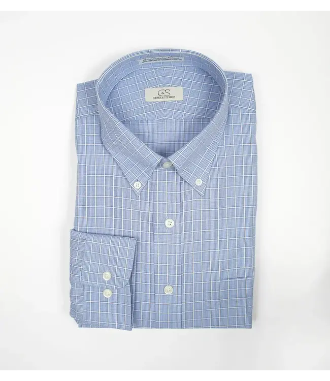 Cooper & Stewart Blue Overlay Check Button Down Collar