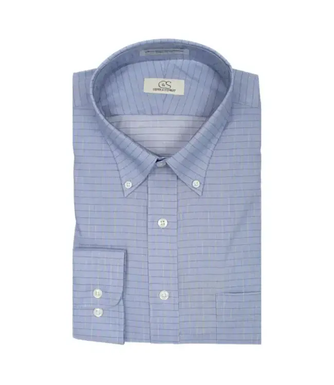 Cooper & Stewart Blue Small Check Button Down Collar (95/5)