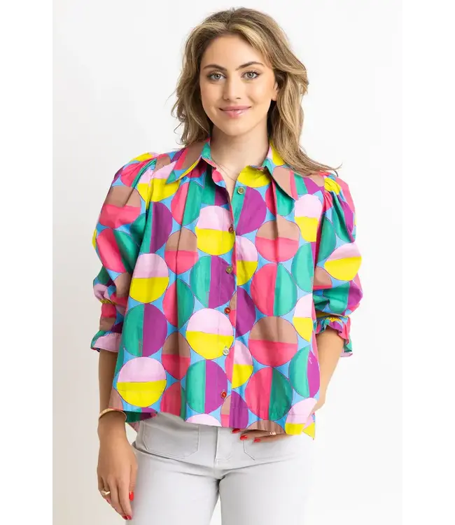 Karlie Modern Pop Button Up Top