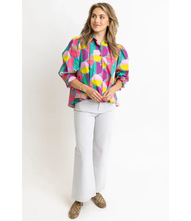Karlie Modern Pop Button Up Top