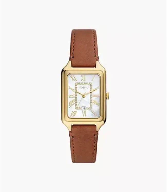 Fossil Raquel Three-Hand Date Medium Brown Leather Watch