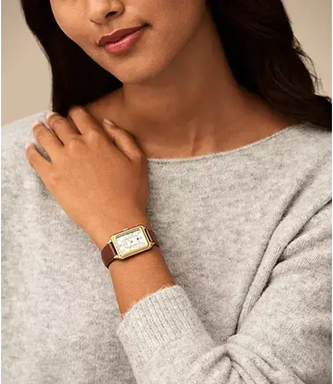 Fossil Raquel Three-Hand Date Medium Brown Leather Watch