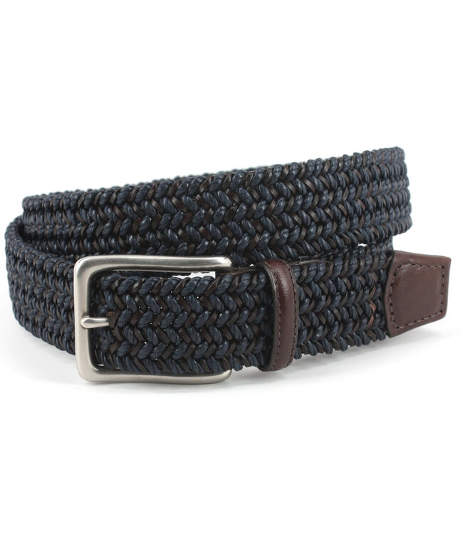 Italian Woven Cotton & Leather Belt