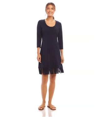 Karen Kane 3/4 Sleeve Fringe Hem Dress