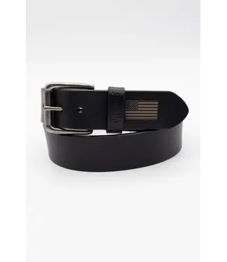Devil-Dog Dungarees Leather Flag Belt/Antique Nickel Buckle