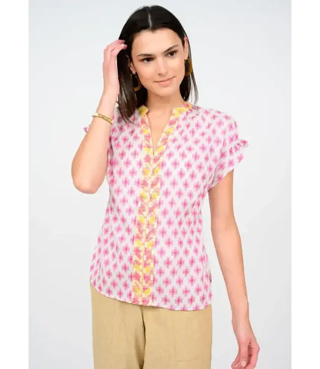 Ivy Jane Trellis Stitched Popover Top