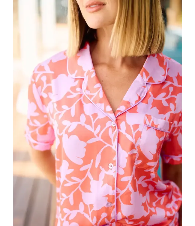 Mary Square Satin Charlotte Shorts Set