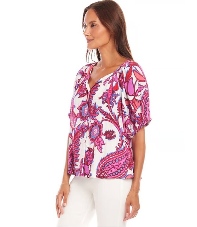 Karen Kane Short Sleeve Peasant Top