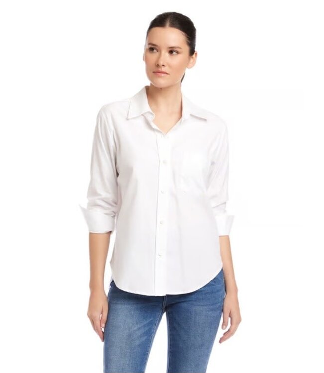 Karen Kane Ruched Sleeve Button-Up Shirt