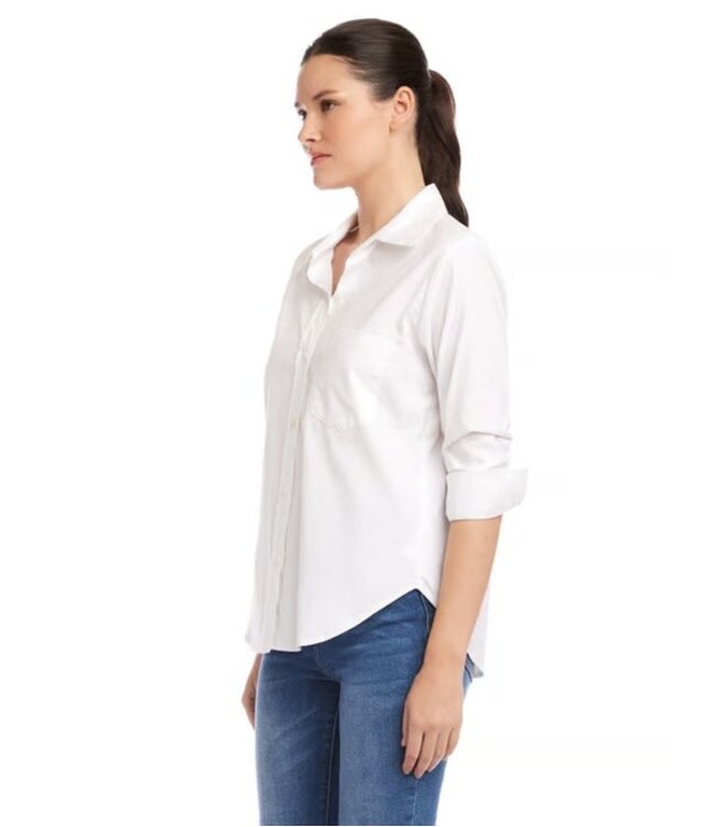 Karen Kane Ruched Sleeve Button-Up Shirt