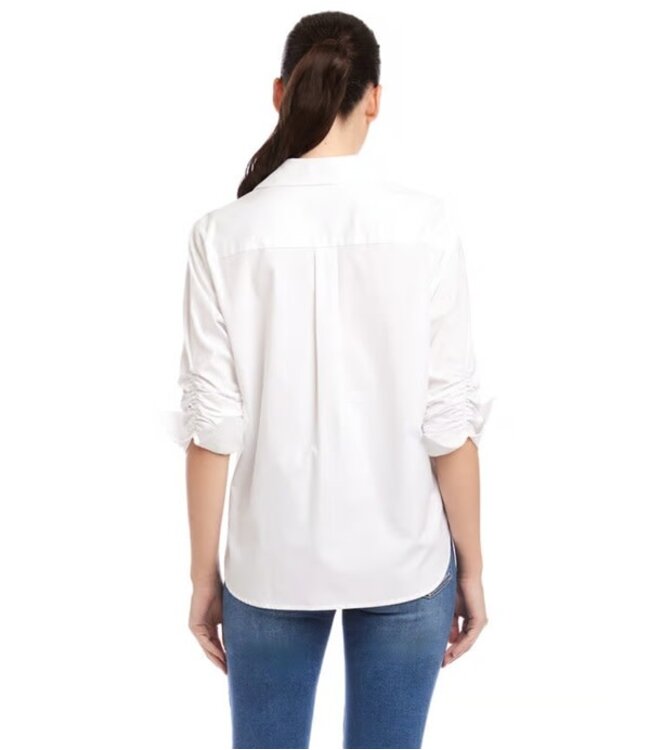Karen Kane Ruched Sleeve Button-Up Shirt
