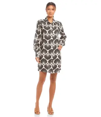 Karen Kane Blouson Sleeve Linen Shirtdress