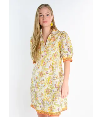 Uncle Frank Bordered Block Print Shift Dress