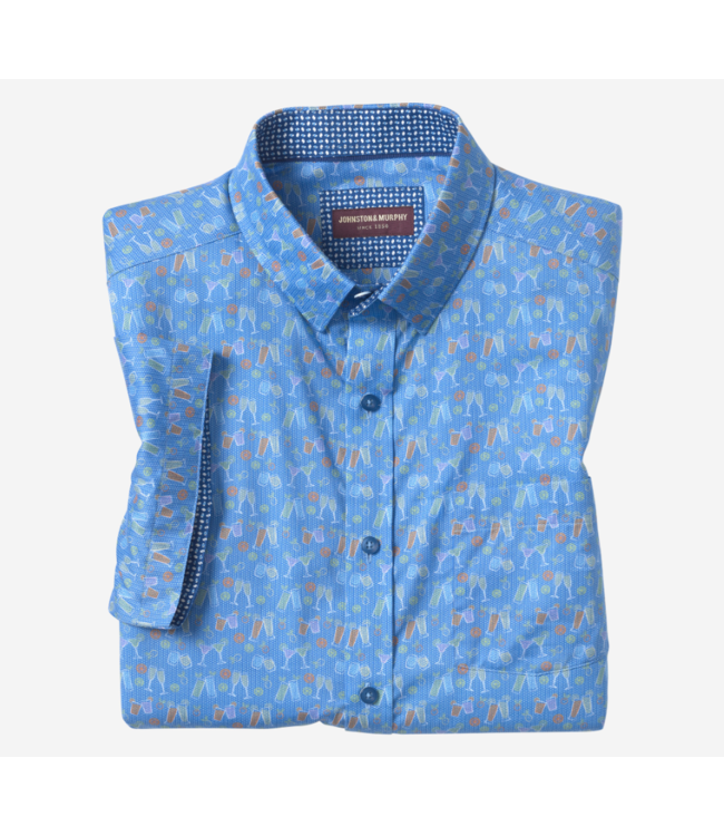 Johnston & Murphy Short Sleeve Printed Cotton Shirt
