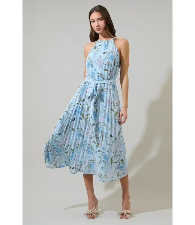 Sugarlips Leida Floral Maly Pleated Midi Dress