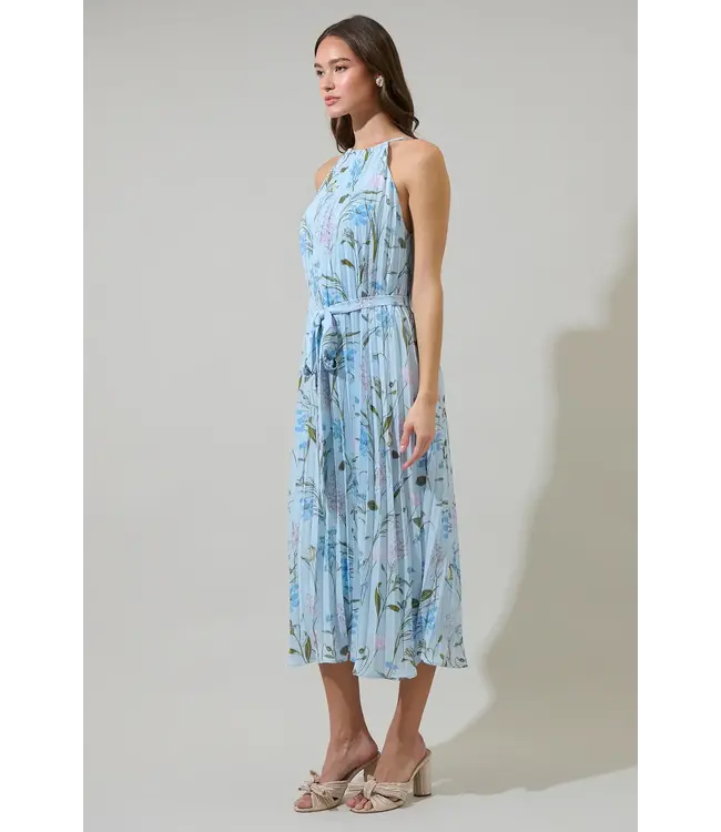 Sugarlips Leida Floral Maly Pleated Midi Dress