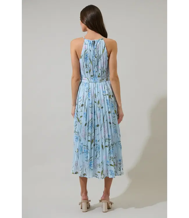 Sugarlips Leida Floral Maly Pleated Midi Dress