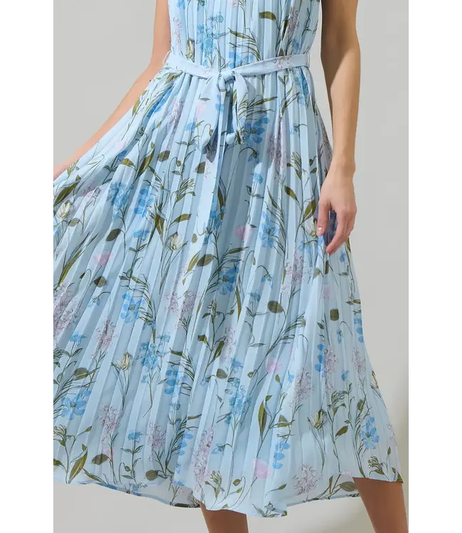 Sugarlips Leida Floral Maly Pleated Midi Dress