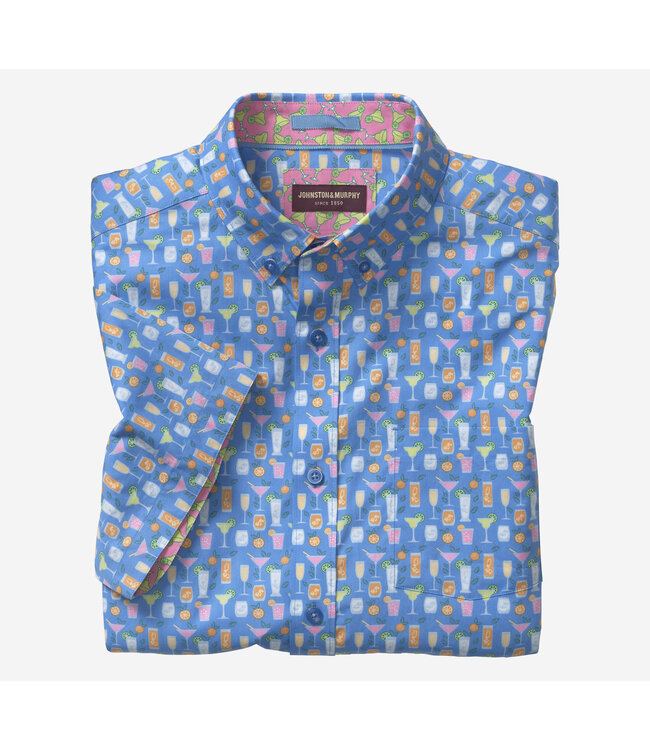Johnston & Murphy Short Sleeve Printed Cotton Shirt