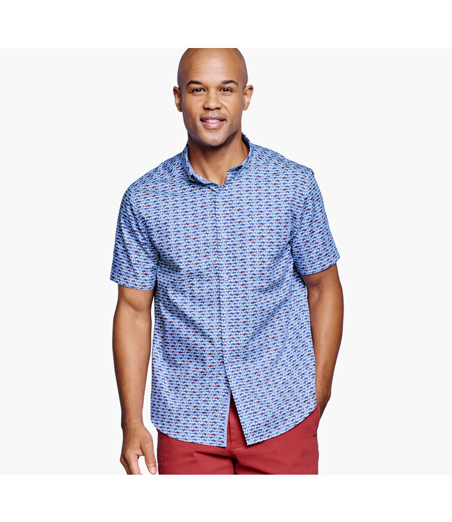 Johnston & Murphy Short Sleeve Printed Cotton Shirt