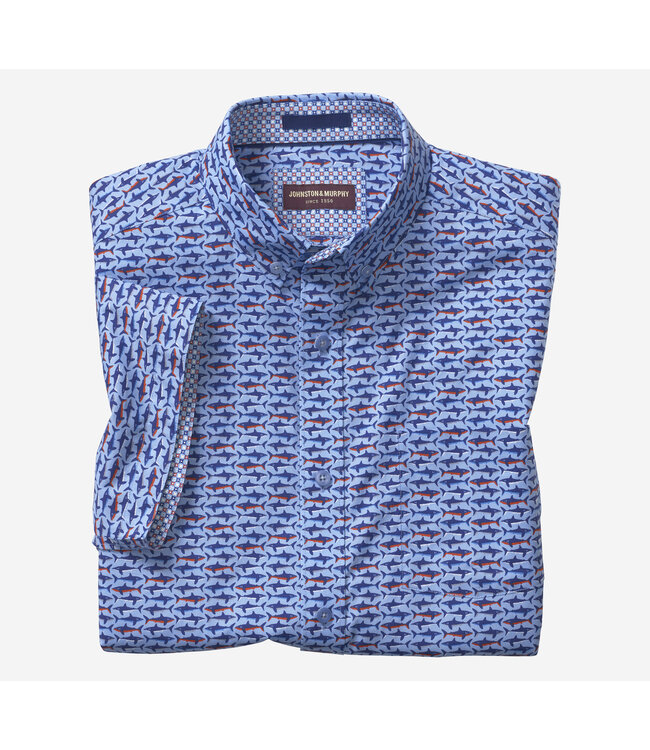 Johnston & Murphy Short Sleeve Printed Cotton Shirt