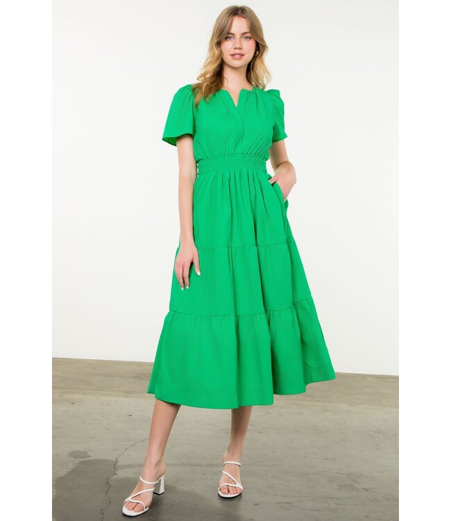 THML Poplin Tiered Maxi Dress