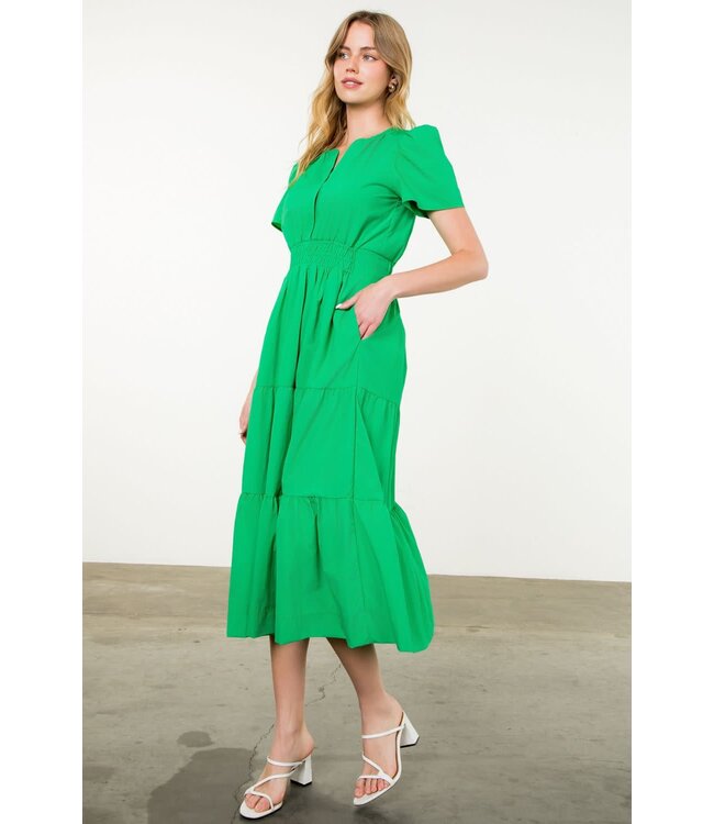 THML Poplin Tiered Maxi Dress