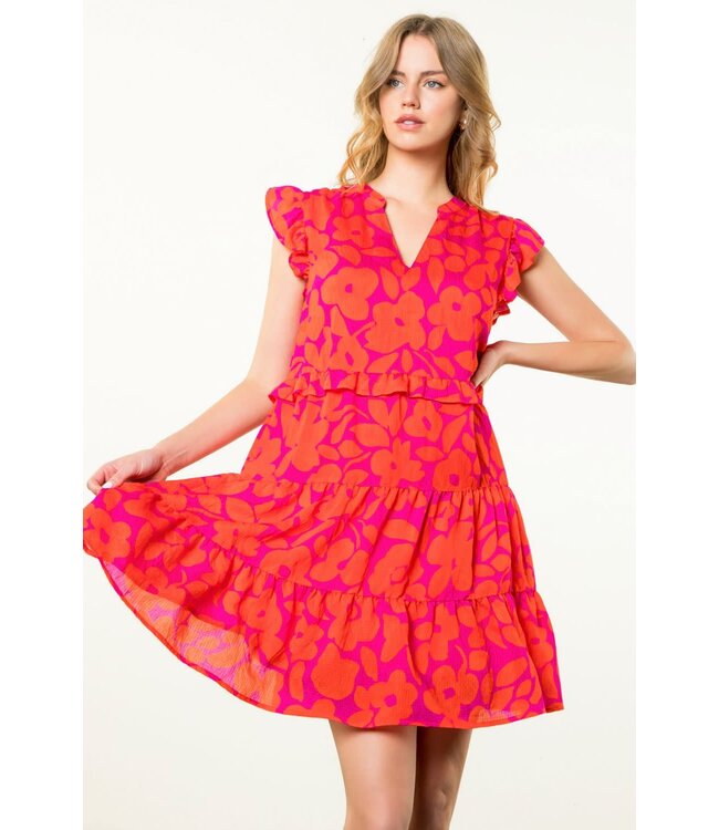 THML THML Flower Print Tiered Dress