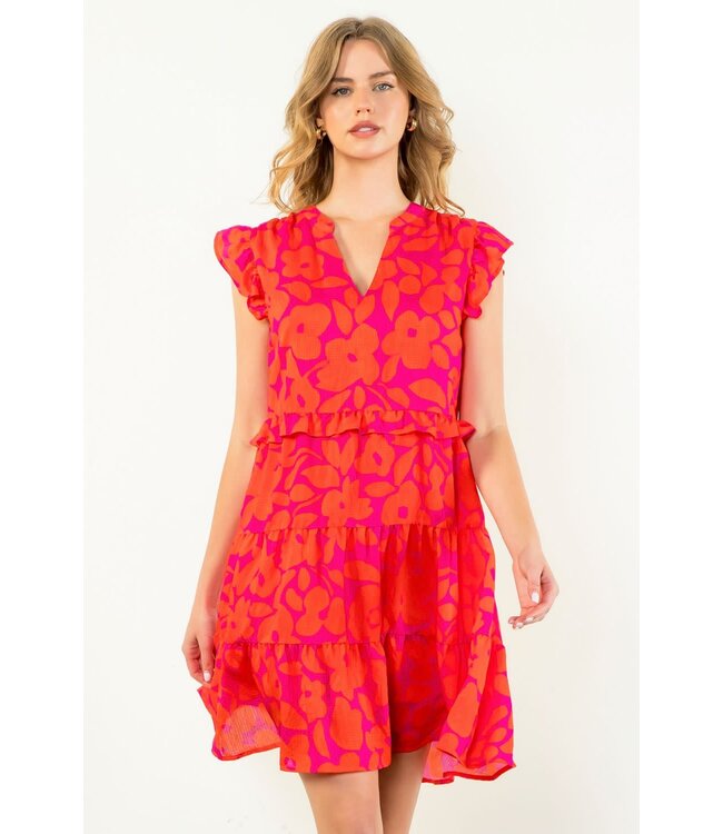 THML Flower Print Tiered Dress