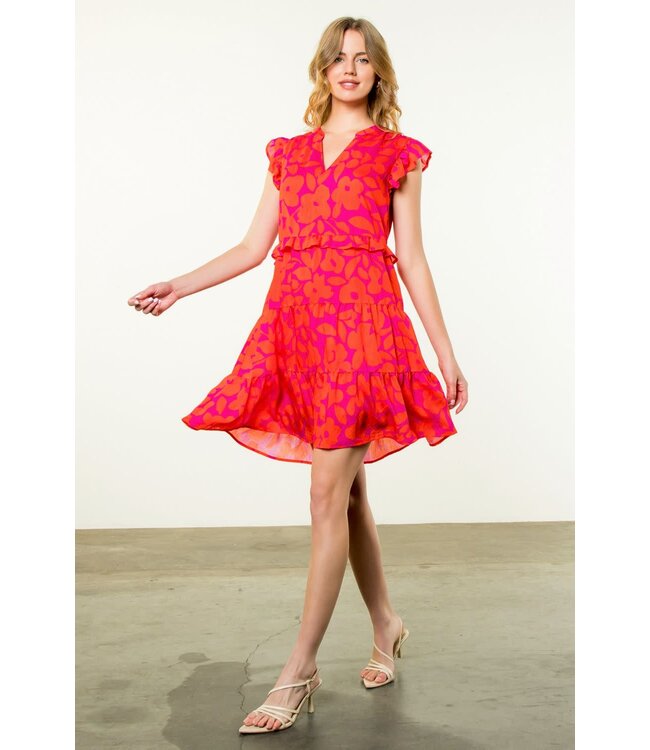 THML Flower Print Tiered Dress
