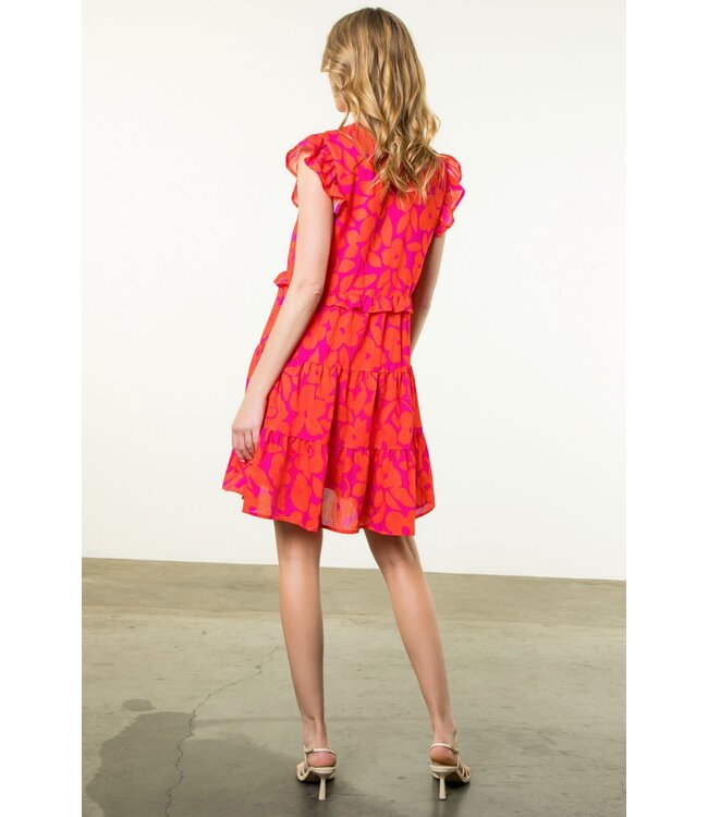 THML Flower Print Tiered Dress