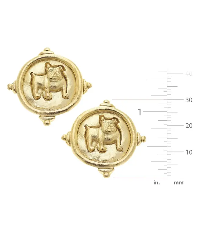 Susan Shaw Gold Bulldog Intaglio Post Earrings