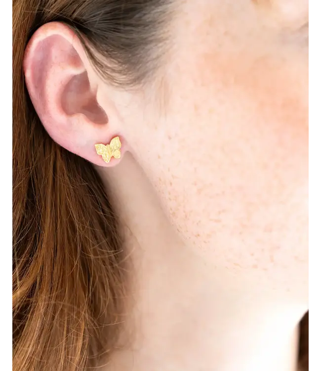 Susan Shaw Handmade Mini Gold Butterfly Stud Earrings